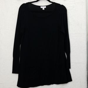 Susan Graver Black Tunic Sweater with 2 Pockets